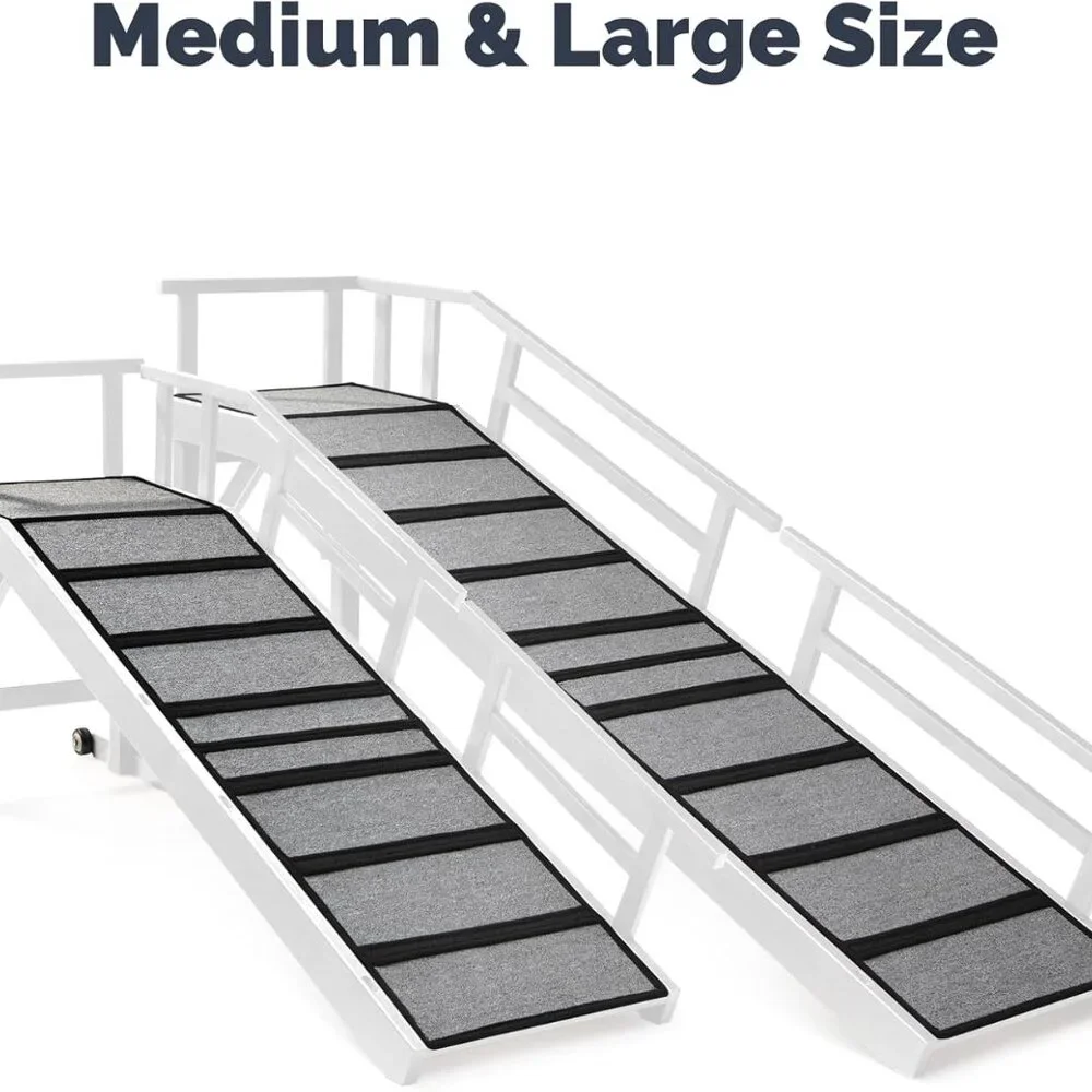 Dog Ramp for Bed or Couch, Wooden Pet Ramp with 20° Gentle Slope